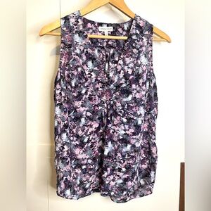Rebecca Taylor Women’s Size 4 Pink/Blue Floral Matrix Sleeveless Silk Top